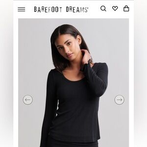NWT Barefoot Dreams Ultra Soft Rib Long Sleeve Tee in Black